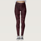 Fluweelzachte wijndamast | Bordeaux Sangria Grunge Leggings (Voorkant)