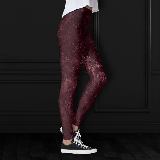 Fluweelzachte wijndamast | Bordeaux Sangria Grunge Leggings