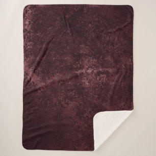 Fluweelzachte wijndamast   Bordeaux Sangria Grunge Sherpa Deken