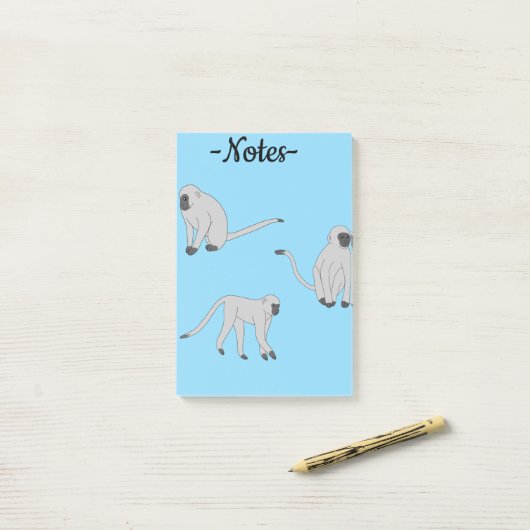Fluwelen apen post-it® notes (Op bureau)