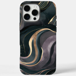 fluwelen eclips | Dark Marble Gold Flow iPhone 16 Pro Max Hoesje