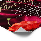 Fluwelen foto elegante rode rozen rouw gedicht bor poster (Hoek)