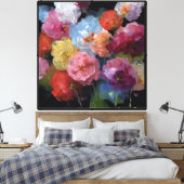Fluwelen Glans Abstracte Bloei Canvas Afdruk (Insitu (Slaapkamer))