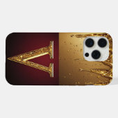 💎 Fluwelen Glitter V Monogram Druppelende Maatwer iPhone Hoesje (Achterkant horizontaal)