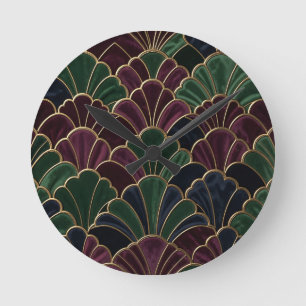 Fluwelen Juweeltoon Art Deco Schelp Patroon Ronde Klok