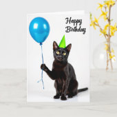 Fluwelen Kat Feesthoed Kaart (Gele Bloem)