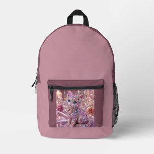 Fluwelen Nacht Kat Aesthetic Print Bedrukte Rugzak