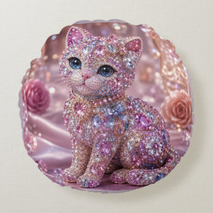 Fluwelen Nacht Kat Aesthetic Print Rond Kussen