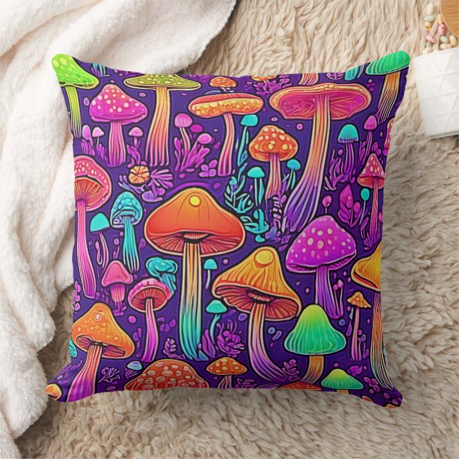Fluwelen Neon Paddenstoelen Dans Kussen (Deken)