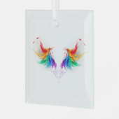 Fluwelen Regenboogvleugels Glas Ornament (Voorkant links)