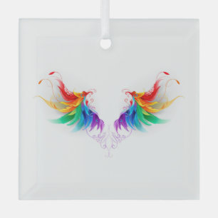 Fluwelen Regenboogvleugels Glas Ornament