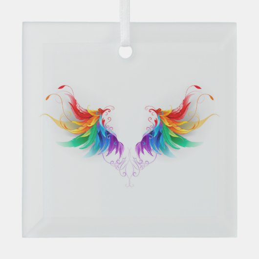 Fluwelen Regenboogvleugels Glas Ornament (Voorkant)