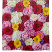 Fluwelen Roos en Pioen Bliss Douchegordijn (Voorkant)