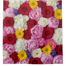 Fluwelen Roos en Pioen Bliss Douchegordijn