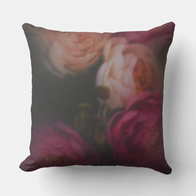 Fluwelen Rose Nocturne Kuspillow Kussen (Voorkant)