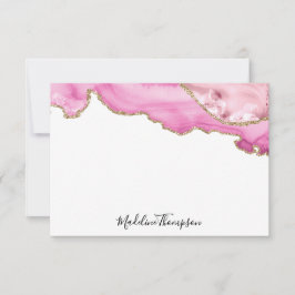 Fluwelen Roze Agate Geode Script Typografie Notitiekaartje
