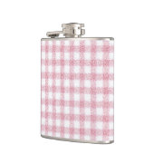 Fluwelen roze en witte geruite charme heupfles (Links)