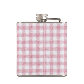 Fluwelen roze en witte geruite charme heupfles (Achterkant)