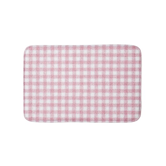 Fluwelen roze en witte Gingham charme Badmat (Voorkant)