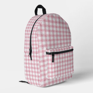 Fluwelen roze en witte Gingham charme Bedrukte Rugzak
