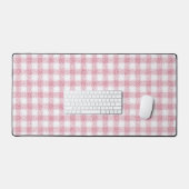 Fluwelen roze en witte Gingham charme Bureaumat (Keyboard & Muis)