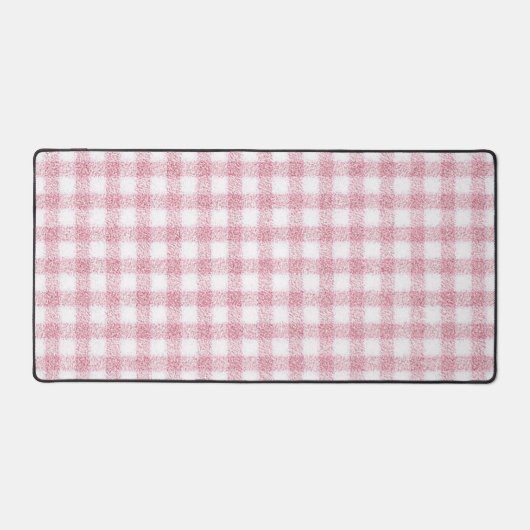 Fluwelen roze en witte Gingham charme Bureaumat (Voorkant)