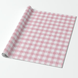 Fluwelen roze en witte Gingham charme Cadeaupapier