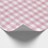 Fluwelen roze en witte Gingham charme Cadeaupapier (Hoek)