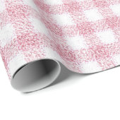 Fluwelen roze en witte Gingham charme Cadeaupapier (Rol Hoek)