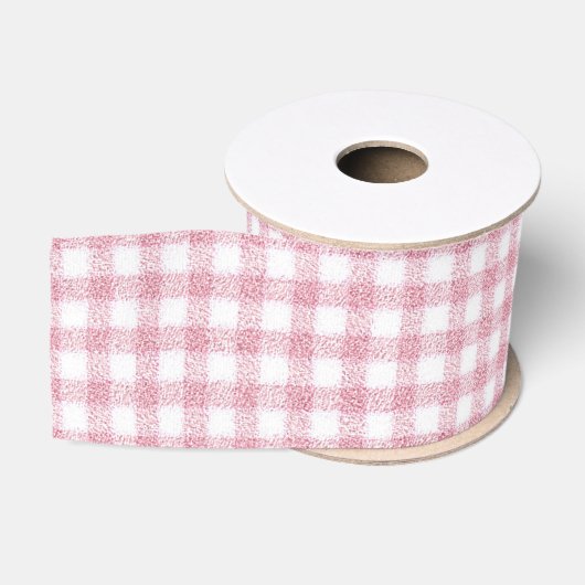Fluwelen roze en witte Gingham charme Grosgrain Lint (Spoel)