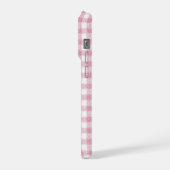 Fluwelen roze en witte Gingham charme iPhone Hoesje (Linkerkant)