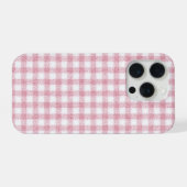 Fluwelen roze en witte Gingham charme iPhone Hoesje (Achterkant horizontaal)
