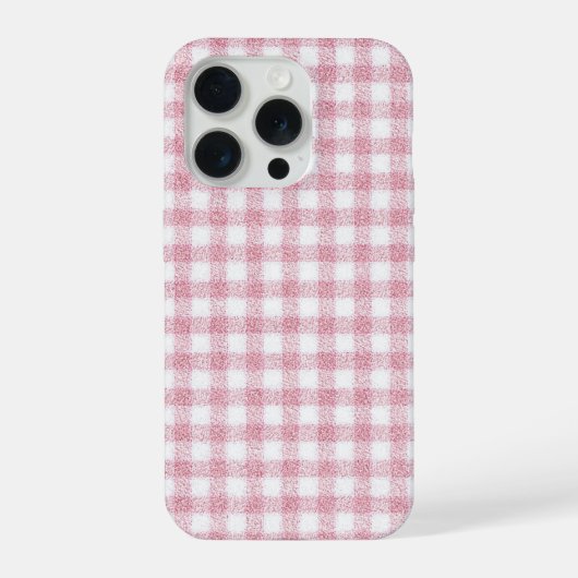 Fluwelen roze en witte Gingham charme iPhone Hoesje (Achterkant)