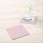 Fluwelen roze en witte Gingham charme Kartonnen Onderzetters (Insitu)