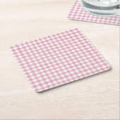 Fluwelen roze en witte Gingham charme Kartonnen Onderzetters (Schuin)