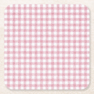 Fluwelen roze en witte Gingham charme Kartonnen Onderzetters