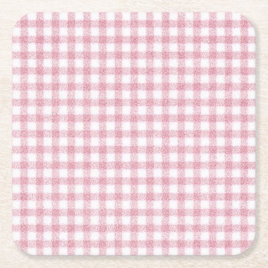 Fluwelen roze en witte Gingham charme Kartonnen Onderzetters (Voorkant)