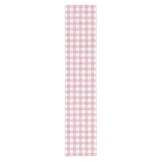 Fluwelen roze en witte Gingham charme Korte Tafelloper (Voorkant)