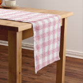 Fluwelen roze en witte Gingham charme Korte Tafelloper (Voorbeeld)