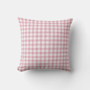 Fluwelen roze en witte Gingham charme Kussen