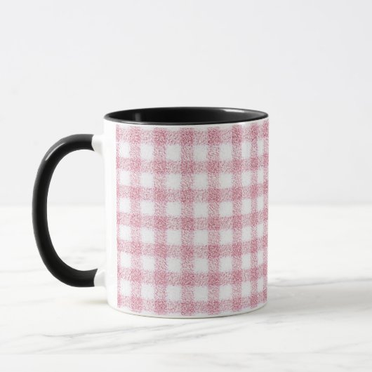 Fluwelen roze en witte Gingham charme Mok (Links)