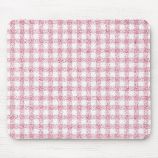 Fluwelen roze en witte Gingham charme Muismat (Voorkant)