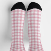Fluwelen roze en witte Gingham charme Sokken (Top)