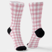 Fluwelen roze en witte Gingham charme Sokken (Gebogen)