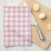 Fluwelen roze en witte Gingham charme Theedoek (Quarter Fold)