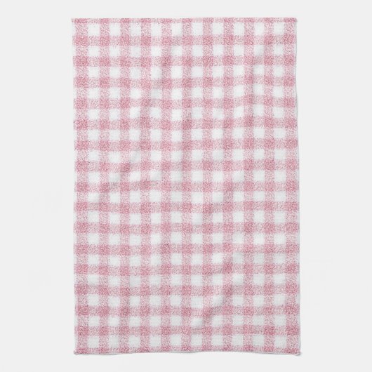 Fluwelen roze en witte Gingham charme Theedoek (Verticaal)