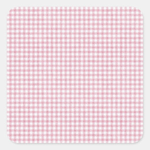 Fluwelen Roze en Witte Kleine Gingham Charme Vierkante Sticker