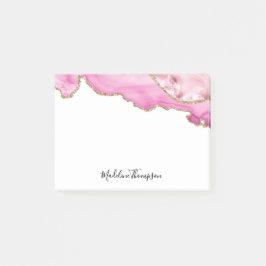 Fluwelen Roze Goud Agaat Geode Script Typografie Post-it® Notes