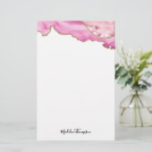 Fluwelen Roze Goud Agate Geode Script Typografie Briefpapier (Staand voorkant)
