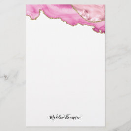 Fluwelen Roze Goud Agate Geode Script Typografie Briefpapier